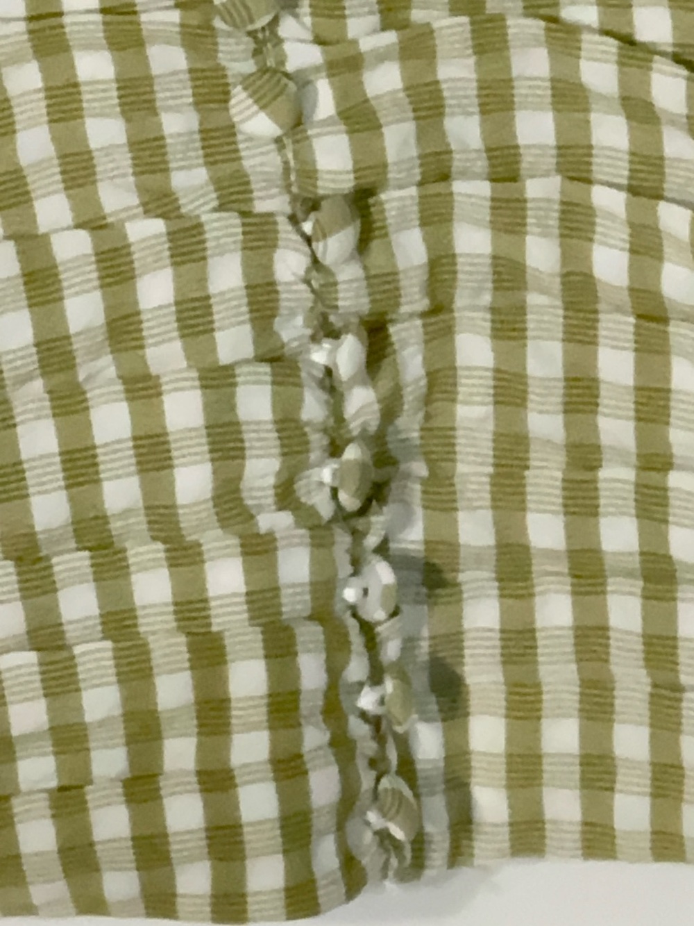 Milk & Honey Green Gingham Plaid Puff Sleeve V-Neck Blouse M